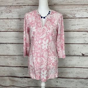 346 brooks brothers Small Pink & Wht Tunic